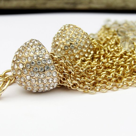 Stella & Ruby Gold Tone Rhinestone Tassel Necklace - Picture 5 of 7